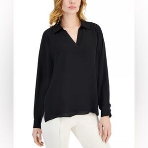 TAHARI Long Sleeve Blouse with Collar Business